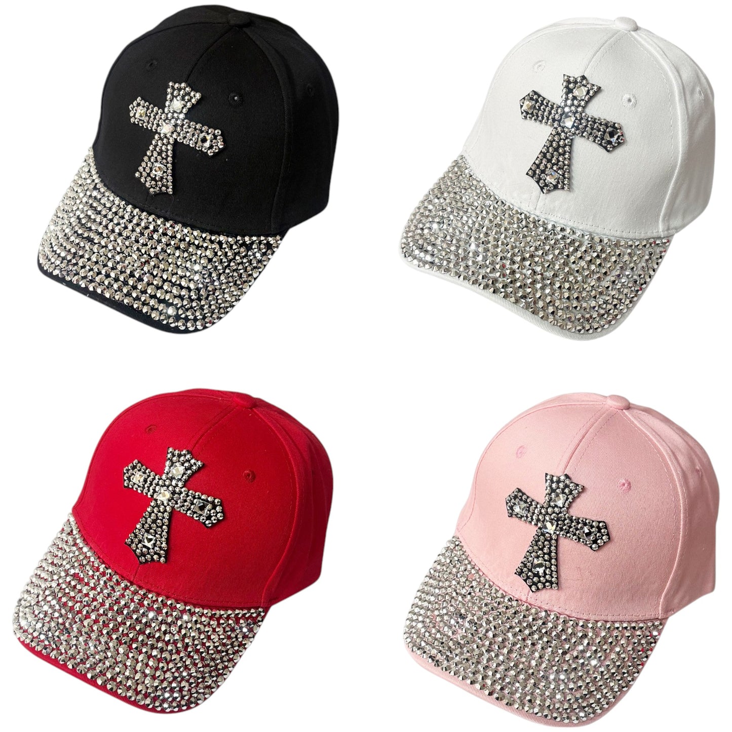 Bling Rhinestone Cross Baseball Cap SS41128-22 (12PC)