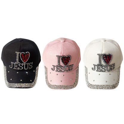 Bling Rhinestone I Love Jesus Cap SS41128-28 (12PC)