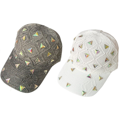 Bling Rhinestone Square Knit Baseball Cap SS41128-44 (12PC)