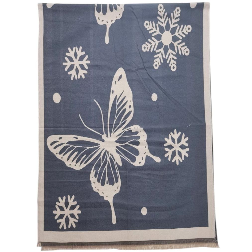 Cashmere Feel Scarves Butterfly With Snowflake SCF4902-2(12PC)