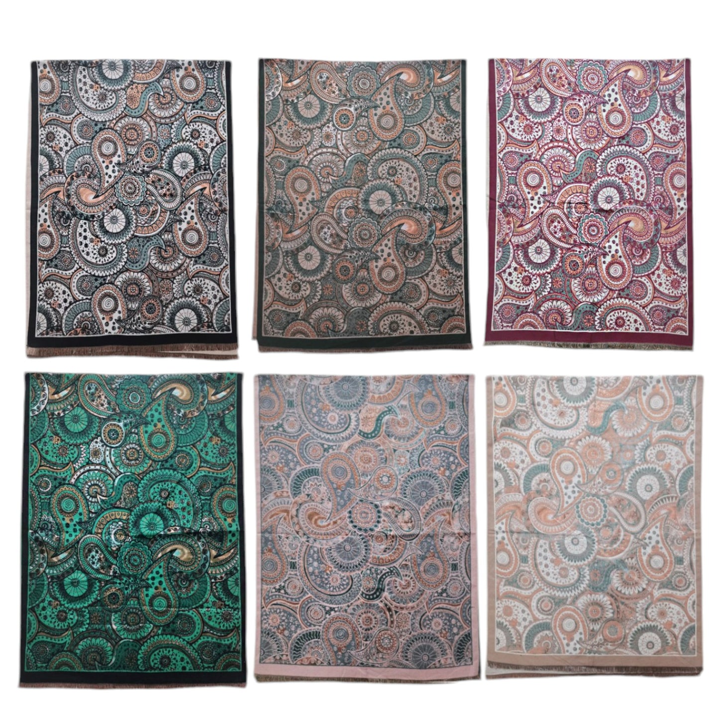 Cashmere Feel Scarves Paisley Pattern SCF4902-5 (12PC)