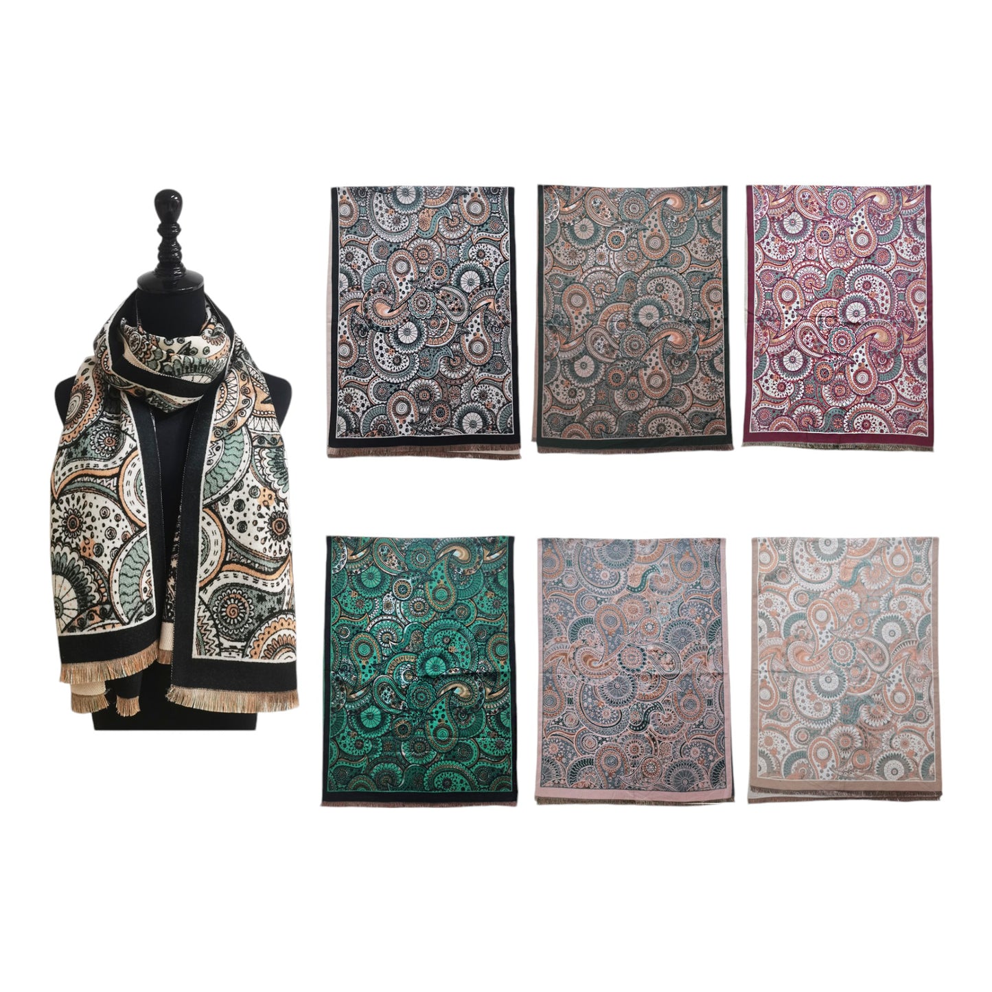 Cashmere Feel Scarves Paisley Pattern SCF4902-5 (12PC)