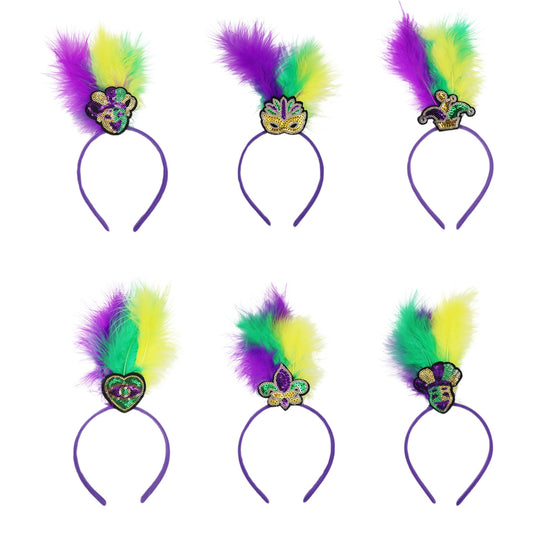 Mardi Gras Party Sequin Feather Headband SS51109-12(12PC)