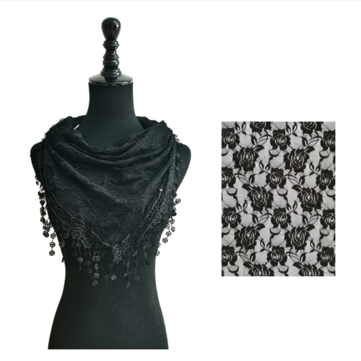 Rose Pattern Lace Scarves Church Veil SS629 (12pcs)