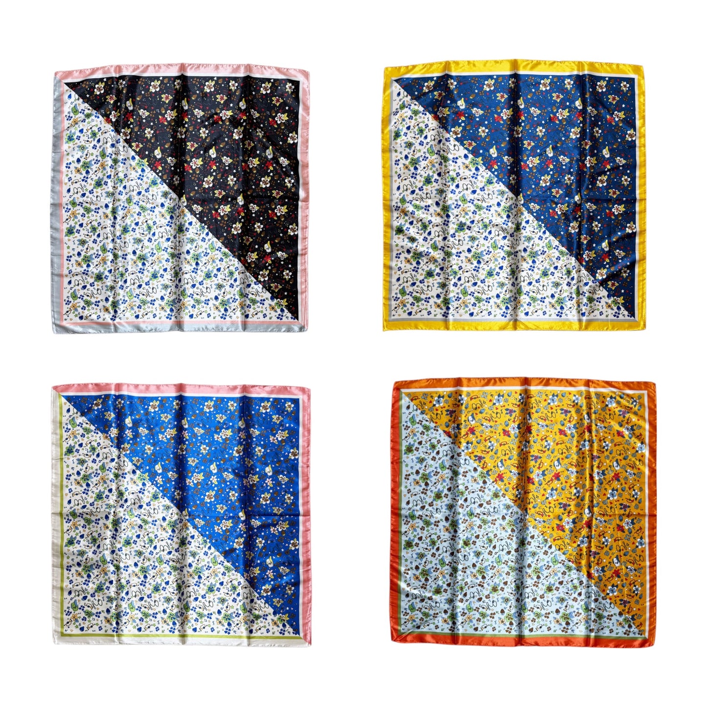 Satin Scarf 2 Tone Floral Pattern  ST5307-13 (12PC)