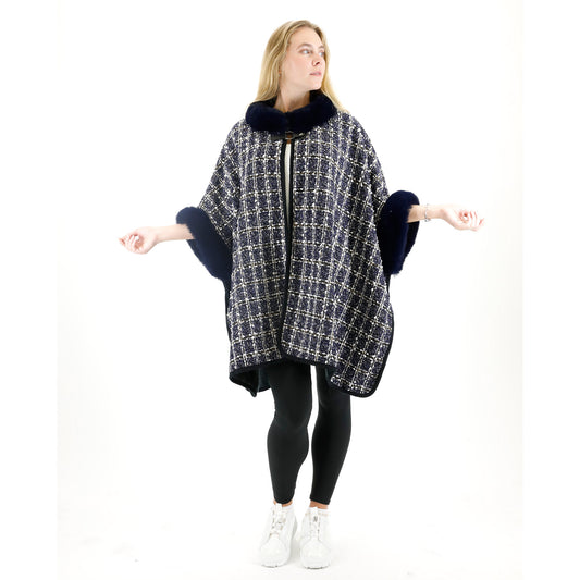 Check Pattern Fur Shawl SW3720-1. (2PC)