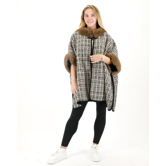 Check Pattern Fur Shawl SW3720-1.. (2PC)