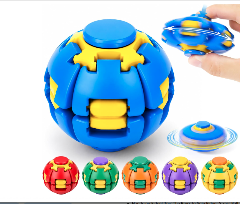 Press to Spin Fidget Spinner HelixCore Rotating Stress Ball Fidget Toy SS6711-5! (12PC)
