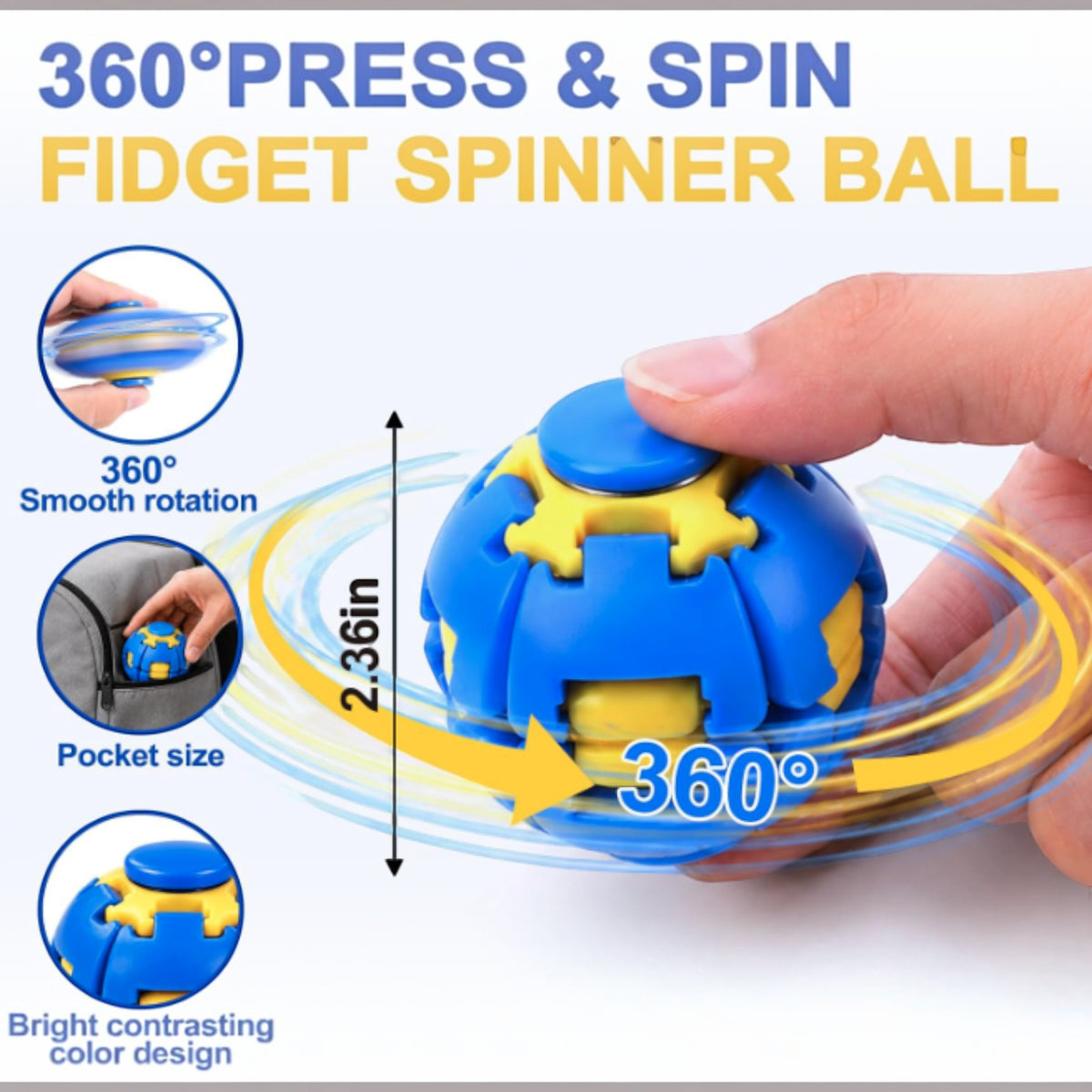 Press to Spin Fidget Spinner HelixCore Rotating Stress Ball Fidget Toy JT6723-2  (12PC)