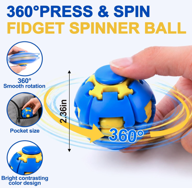 Press to Spin Fidget Spinner HelixCore Rotating Stress Ball Fidget Toy SS6711-5! (12PC)