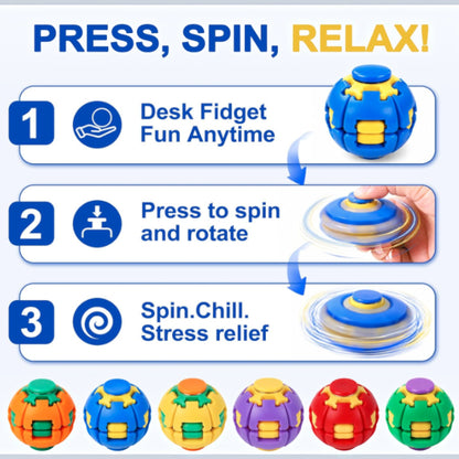 Press to Spin Fidget Spinner HelixCore Rotating Stress Ball Fidget Toy JT6723-2  (12PC)