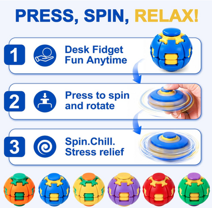 Press to Spin Fidget Spinner HelixCore Rotating Stress Ball Fidget Toy SS6711-5! (12PC)
