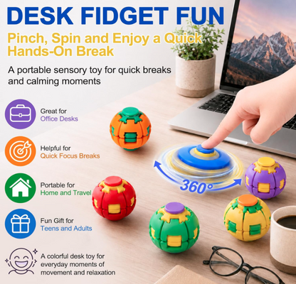 Press to Spin Fidget Spinner HelixCore Rotating Stress Ball Fidget Toy SS6711-5! (12PC)