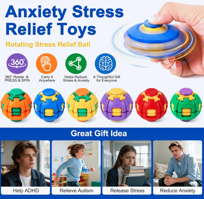 Press to Spin Fidget Spinner HelixCore Rotating Stress Ball Fidget Toy SS6711-5! (12PC)