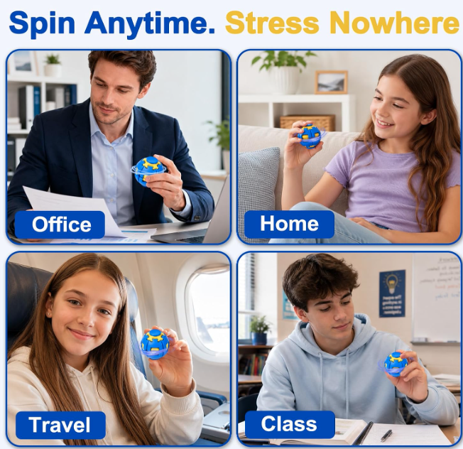 Press to Spin Fidget Spinner HelixCore Rotating Stress Ball Fidget Toy SS6711-5! (12PC)