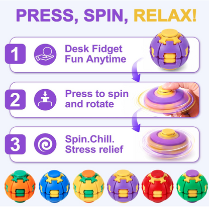 Press to Spin Fidget Spinner HelixCore Rotating Stress Ball Fidget Toy SS617-1! (12PC)