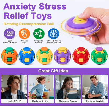 Press to Spin Fidget Spinner HelixCore Rotating Stress Ball Fidget Toy SS617-1! (12PC)