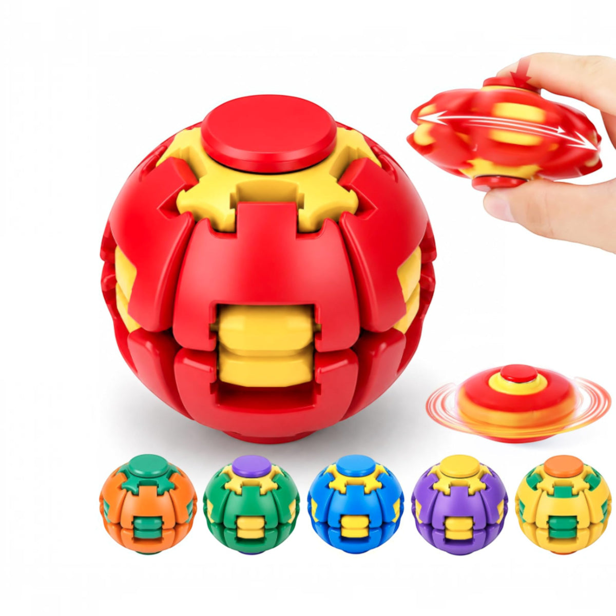Press to Spin Fidget Spinner HelixCore Rotating Stress Ball Fidget Toy JT6723-5. (24PC)
