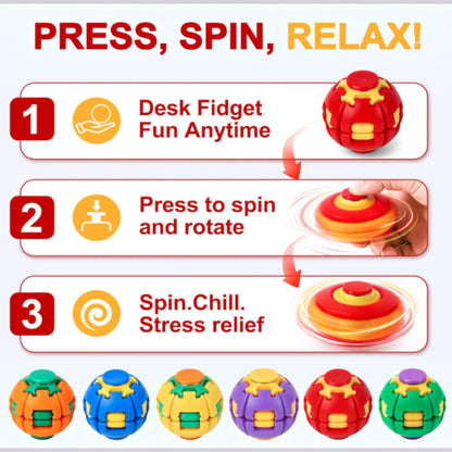 Press to Spin Fidget Spinner HelixCore Rotating Stress Ball Fidget Toy JT6723-5. (24PC)