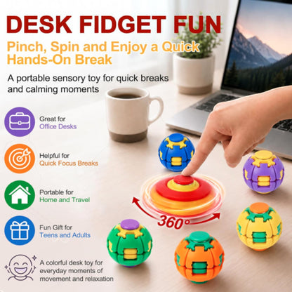 Press to Spin Fidget Spinner HelixCore Rotating Stress Ball Fidget Toy JT6723-5. (24PC)