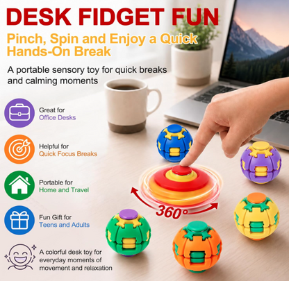 Press to Spin Fidget Spinner HelixCore Rotating Stress Ball Fidget Toy JT6723-5 (24PC)