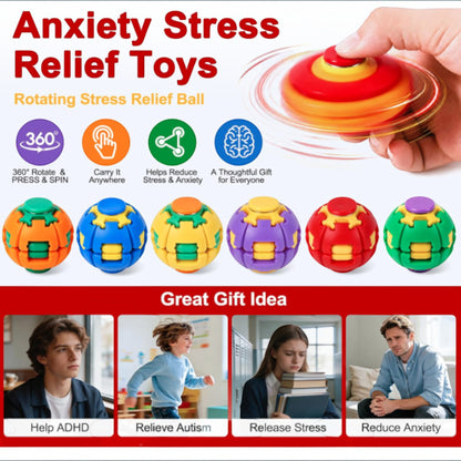 Press to Spin Fidget Spinner HelixCore Rotating Stress Ball Fidget Toy JT6723-5. (24PC)