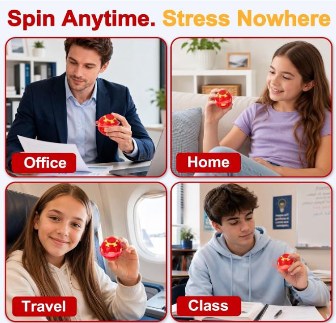 Press to Spin Fidget Spinner HelixCore Rotating Stress Ball Fidget Toy JT6723-5 (24PC)