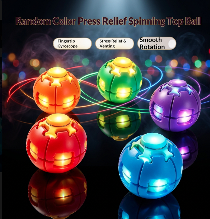 Press Spin Glowing 3D Fingertip Spinner Stress Relief Rotating Light Up Toy QY311 (24PC)