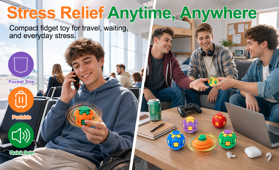 Press to Spin Fidget Spinner HelixCore Rotating Stress Ball Fidget Toy ME364 (24PC)