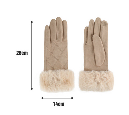 Fur Cuff Suede Texting Gloves GL6830-10 (12PAIR)
