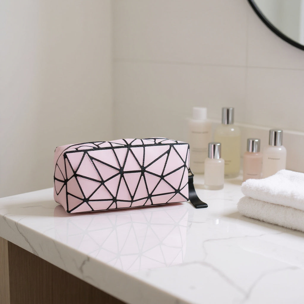 Geometric Triangle Pattern Makeup Pouch JB5526-14 (12PC)