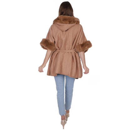 FAUX FUR HOODIE SHAWL P3802 (3PC)