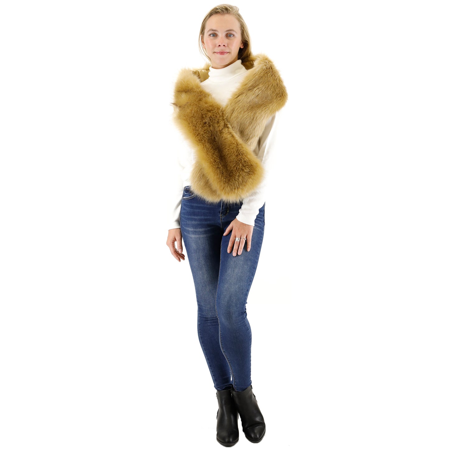 FAUX FUR SHAWL NARROW P7240 (3PC)