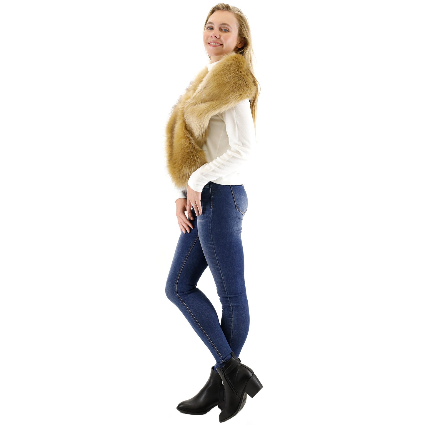 FAUX FUR SHAWL NARROW P7240 (3PC)