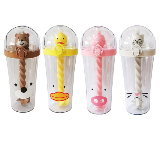 Cute Animal Stir Mixing Straw Water Bottle TU3513-57
