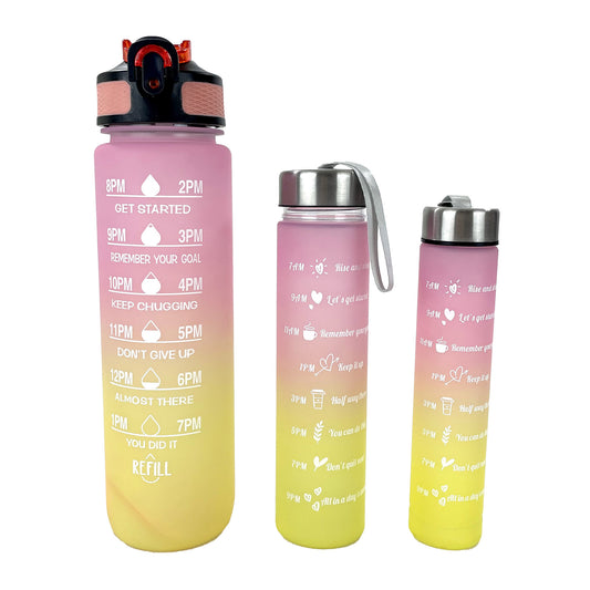 MOTIVATIONAL FITNESS SPORTS WATER BOTTLE 3 SETS 3714-8. (4PC)