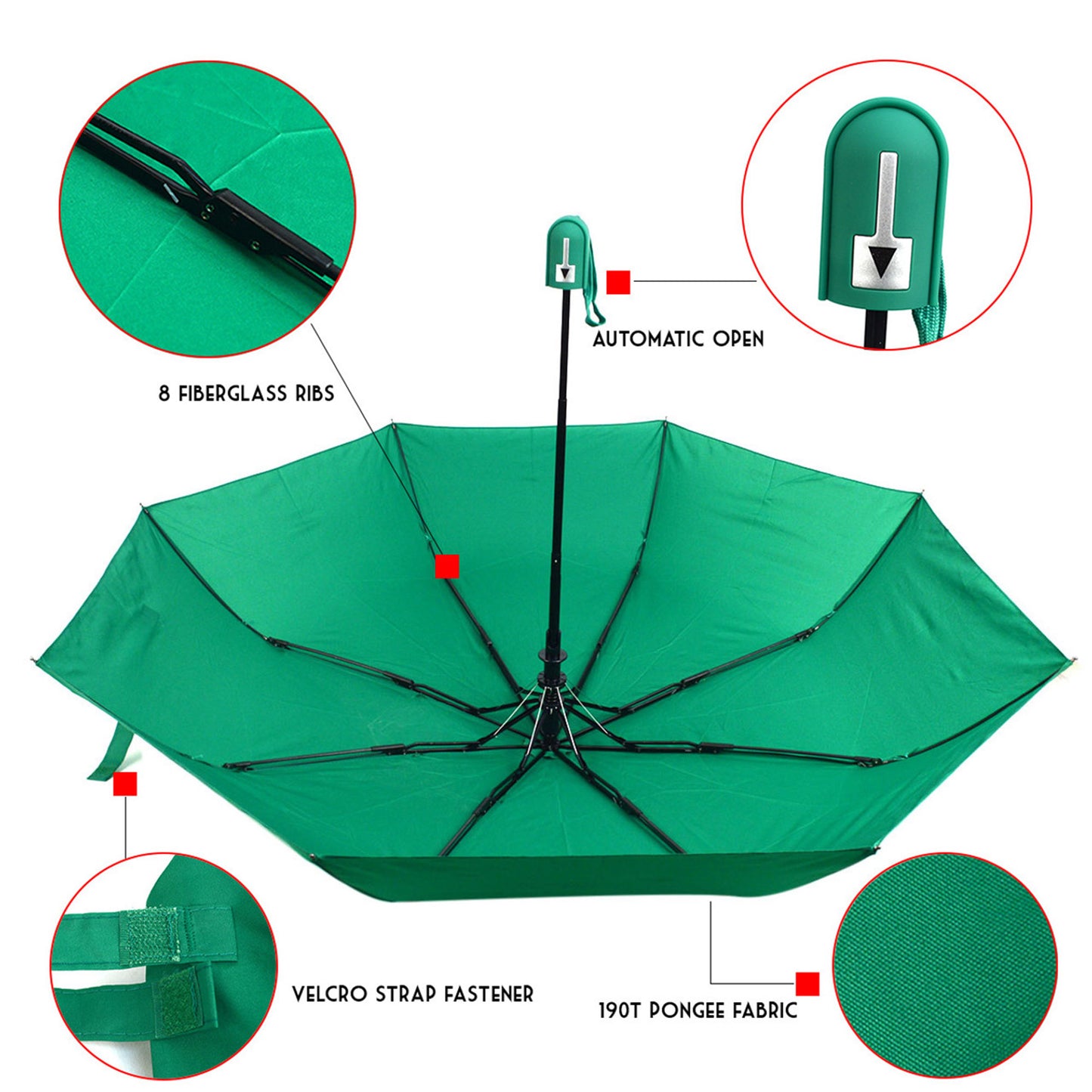 Auto Open Compact Solid Color Umbrella UM5029 (6PC)