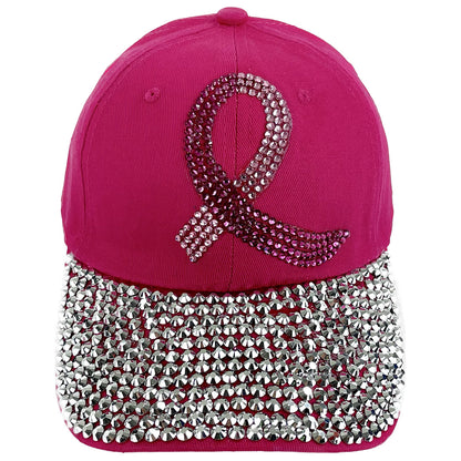 Bling Pink Ribbon Rhinestone Baseball Cap CP3727 (12PC)