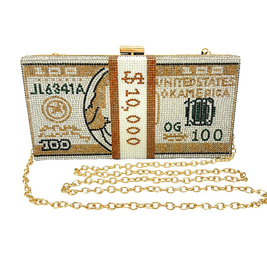 Dollar Graphic Rhinestone Evening Bag FB7246 (1pc)