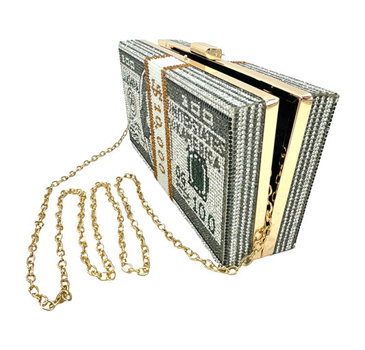 Dollar Graphic Rhinestone Evening Bag. FB7246 (2pc)