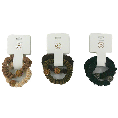 RHINESTONE BALL SCRUNCHIES BR31208-1 (12PC)