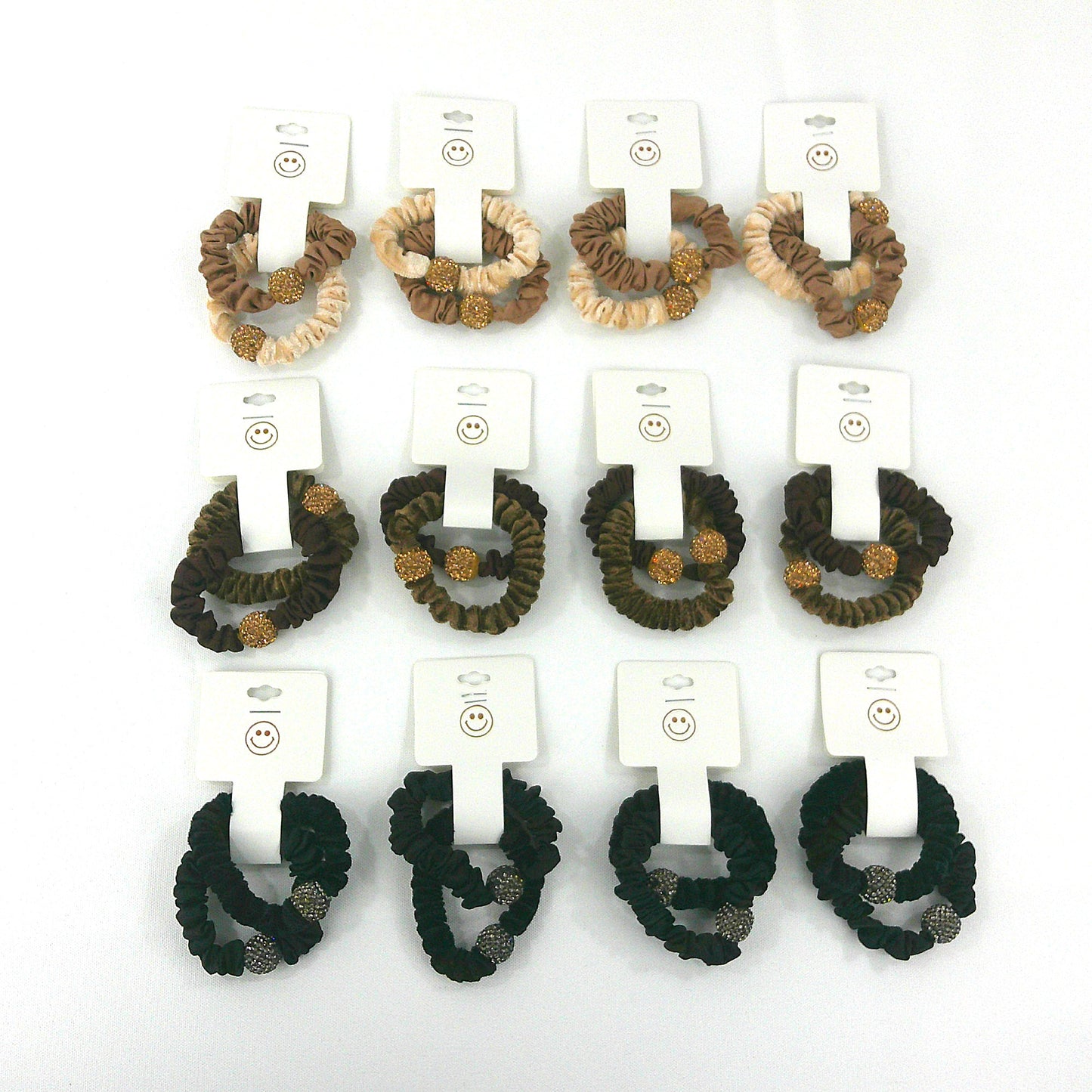 RHINESTONE BALL SCRUNCHIES BR31208-1 (12PC)