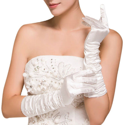Pleated Satin Long Gloves WG123(3pc)