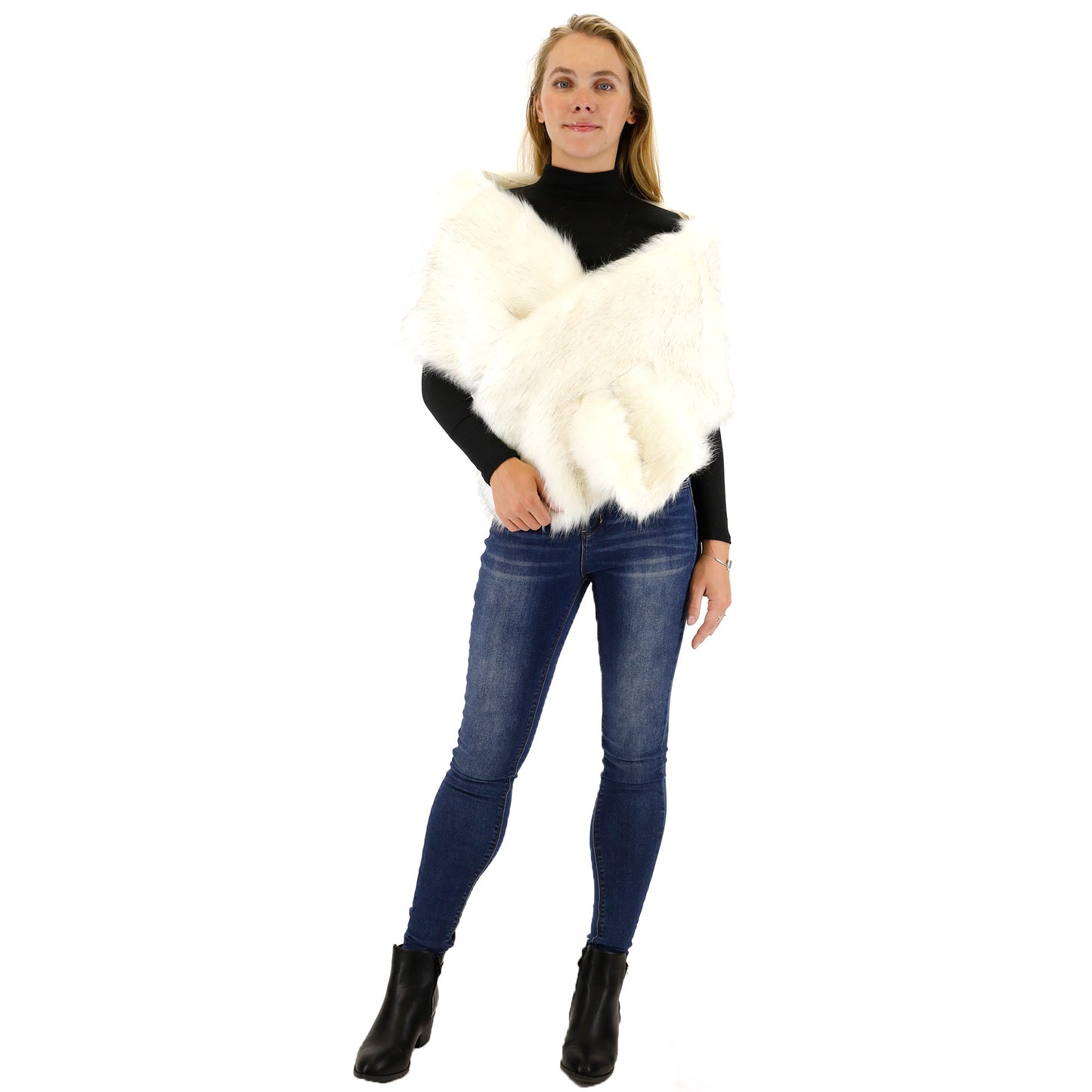 FAUX FUR SHAWL WIDE P373 (3PC)