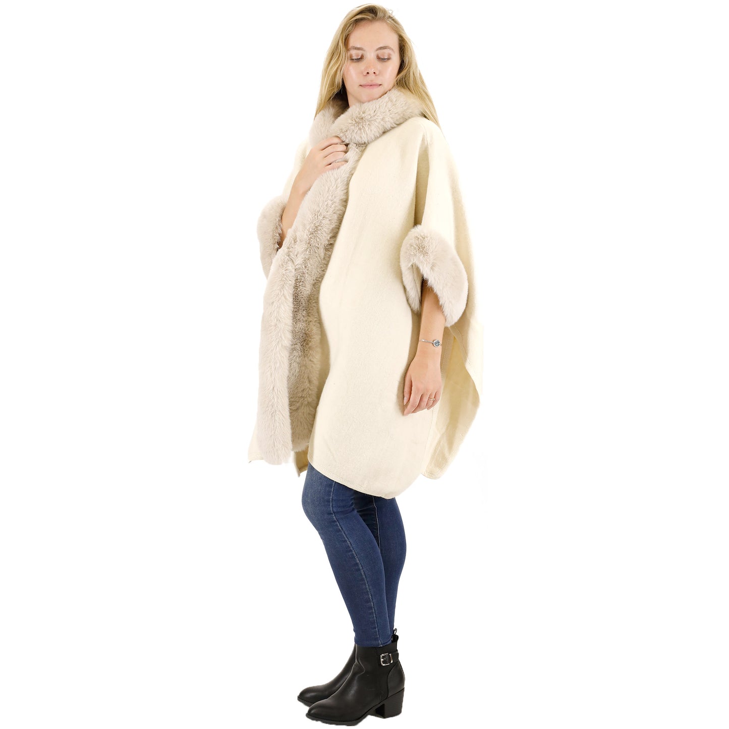 FUR HOODIE SHAWL P183 (3PC)