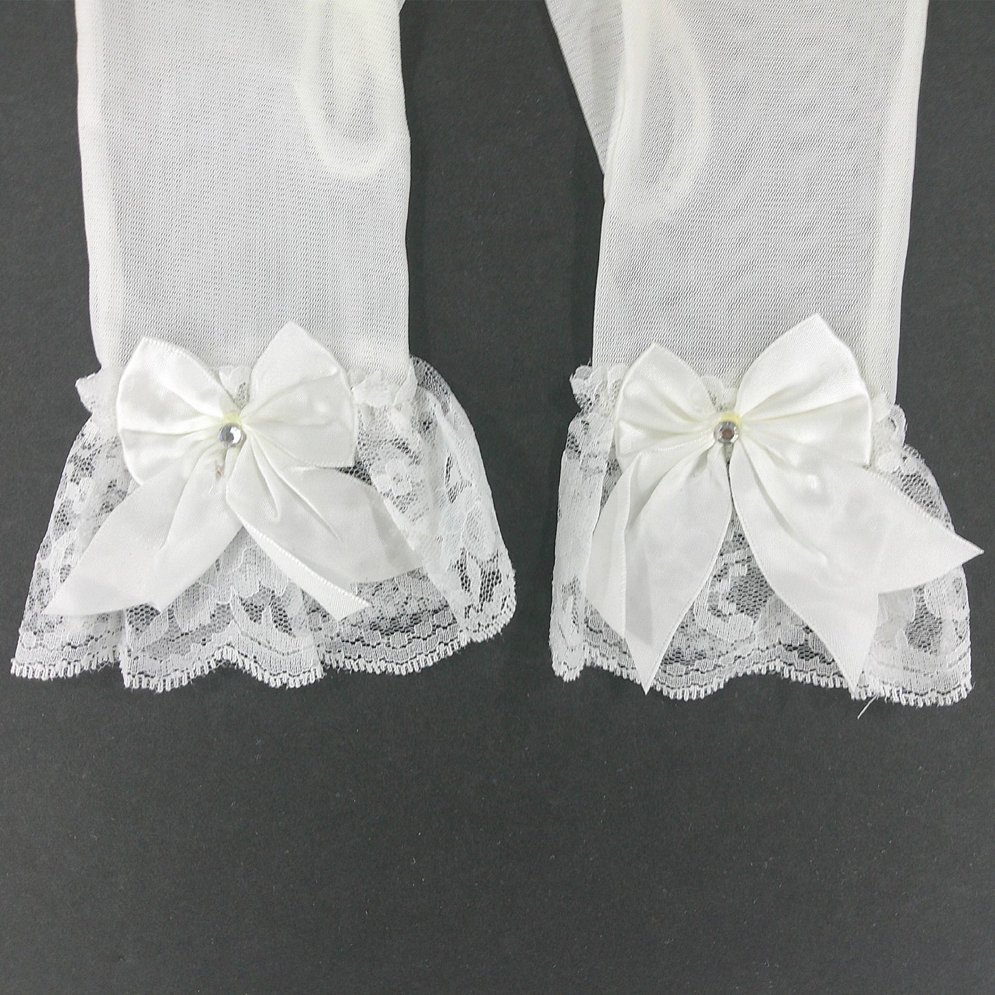 Bow Rhinestone Decor Lace Mesh Gloves WG114 (2pc)