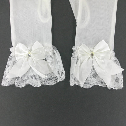 Bow Rhinestone Decor Lace Mesh Gloves WG114 (2pc)