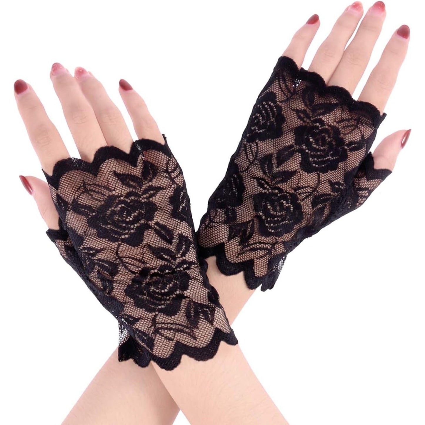 Flower Mesh Fingerless Gloves WG128 (10pc)