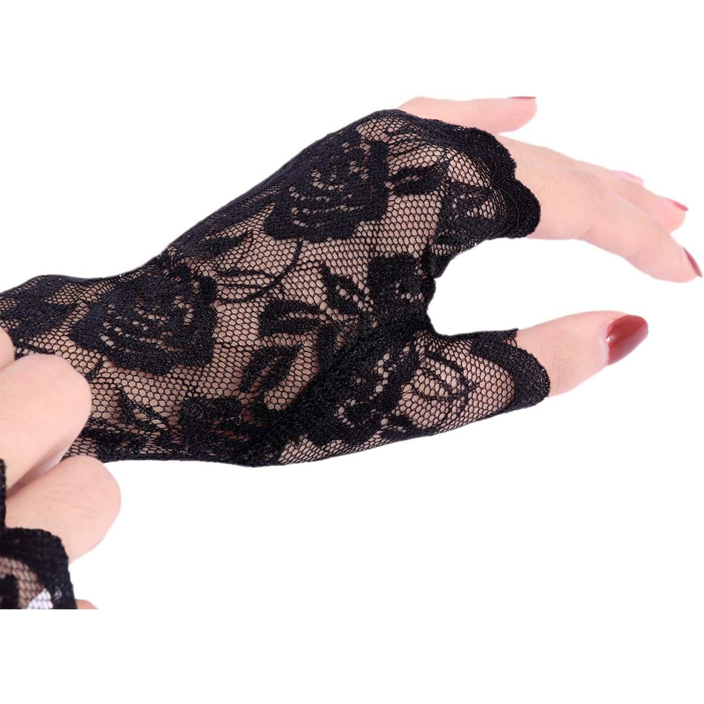 Flower Mesh Fingerless Gloves WG128 (10pc)