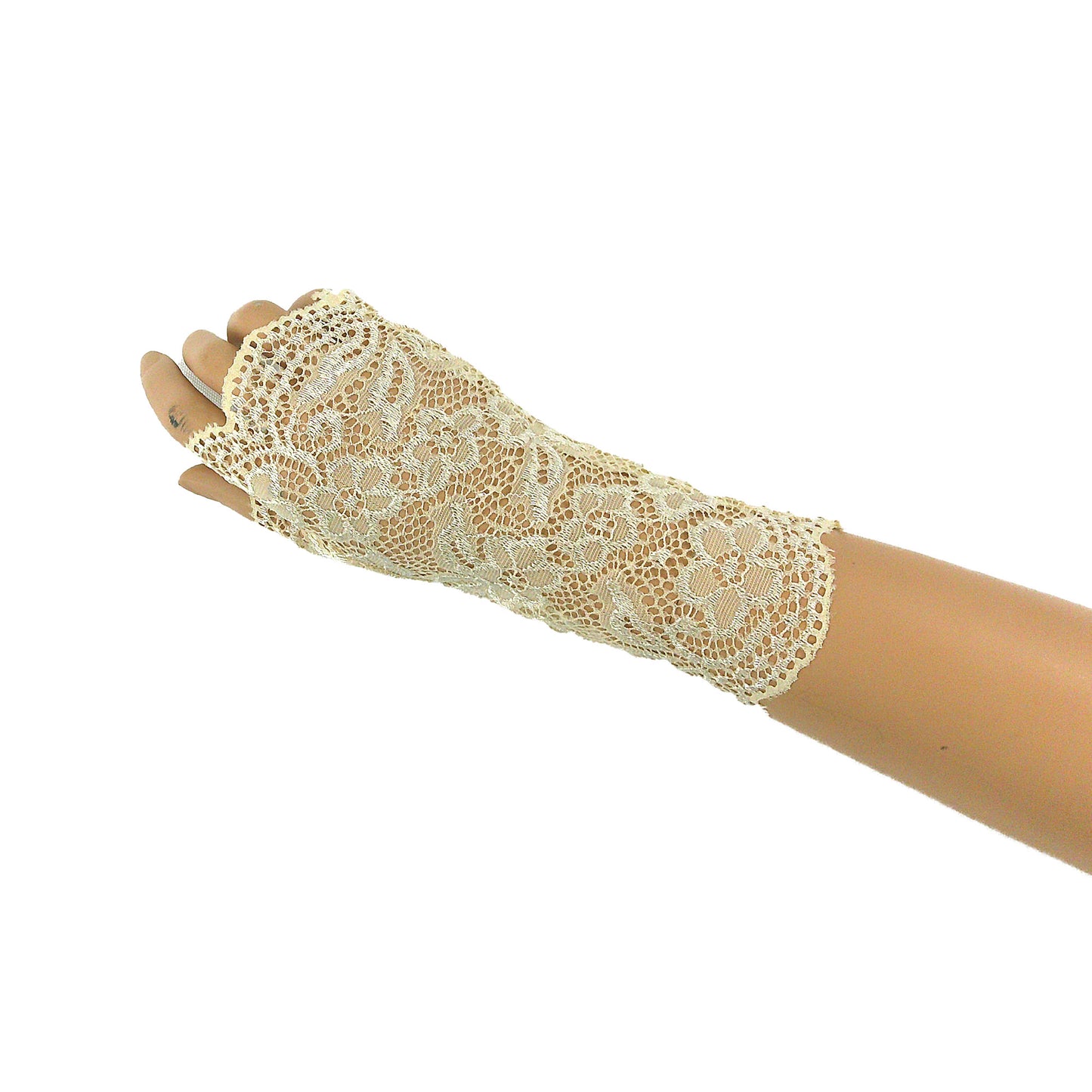 Flower Embroidery Mesh Fingerless Gloves WG130 (3pc)